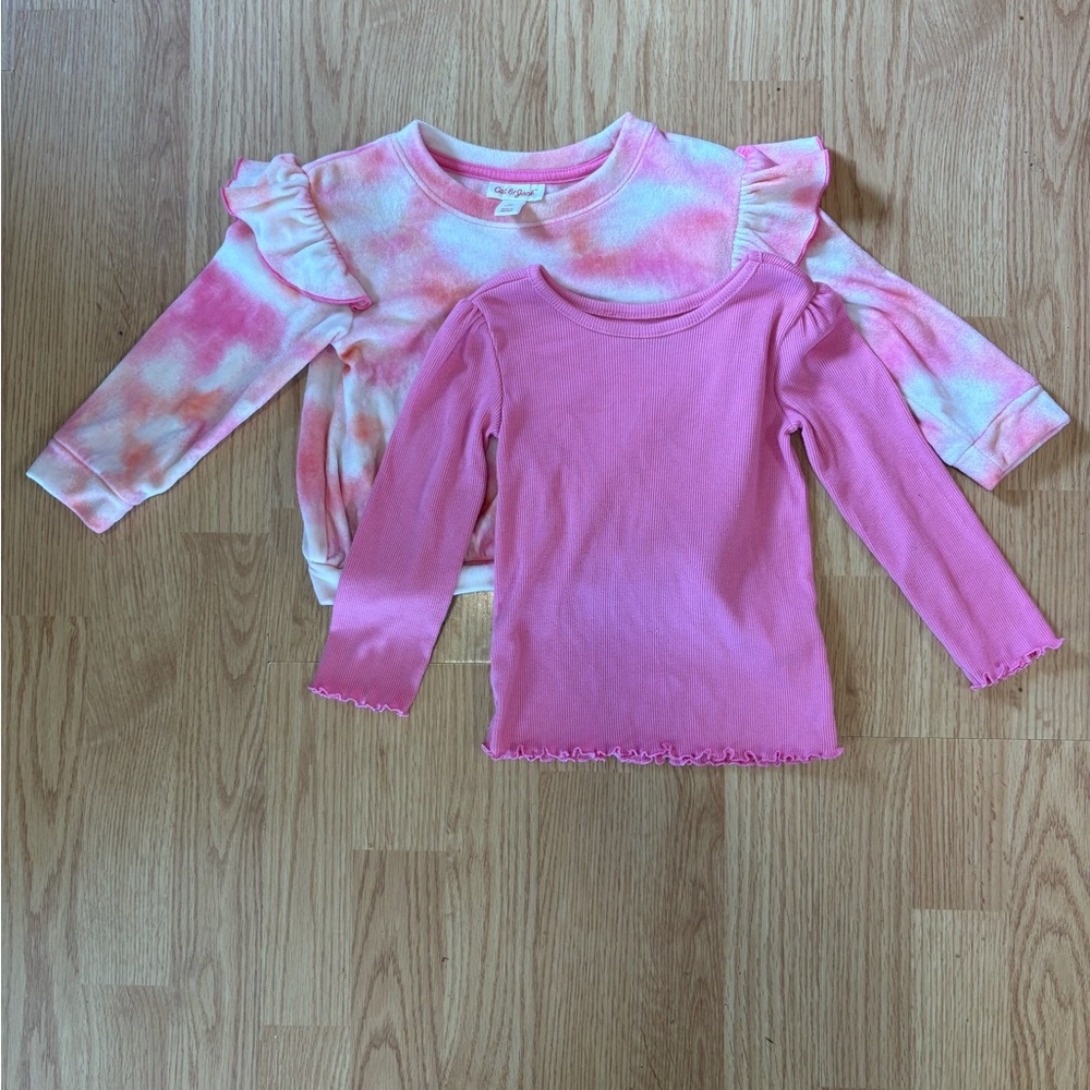 Pink and Tie-Dye Ruffle Kids Tops
